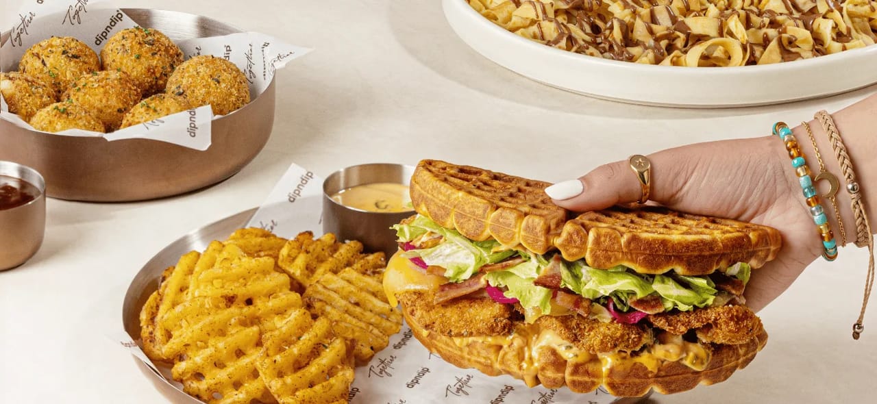 Chicken Waffle Stack with waffle fries